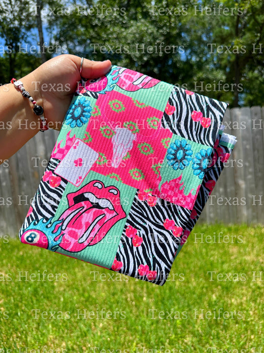 Aztec and Zebra Cherry Patchwork RTS SKINNY RIB