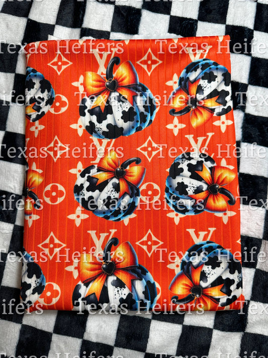 Boujee Cow print Pumpkins RTS WIDE RIB